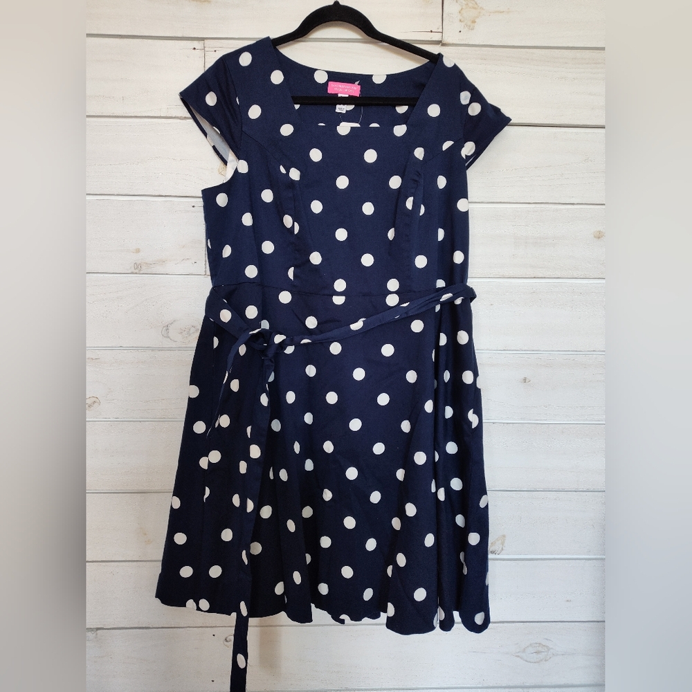 Isaac Mizrahi Special Edition Polka Dot Woven Dress Dark Navy